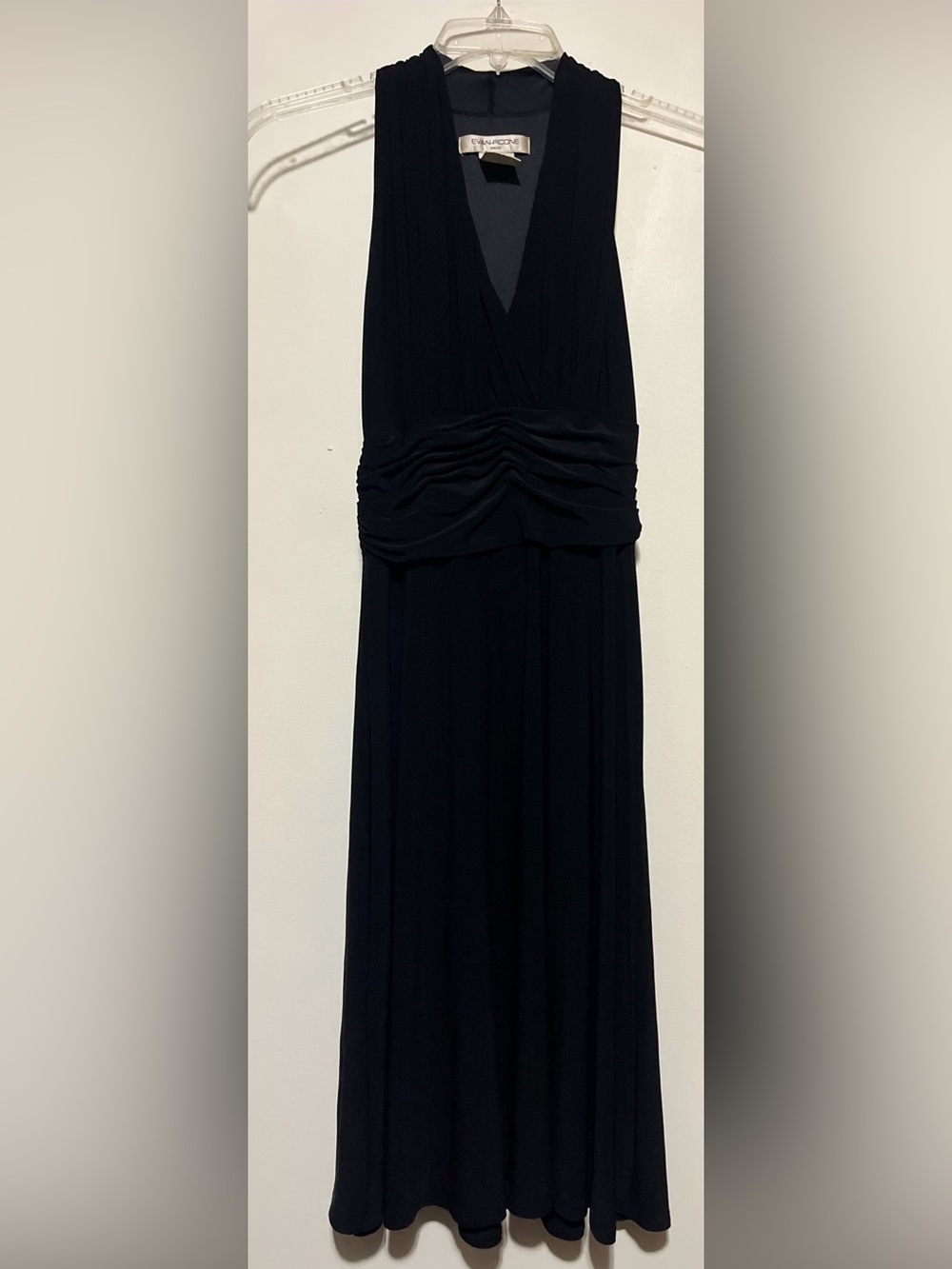 Evan Picone Black Maxi Dress with Ruched Waist